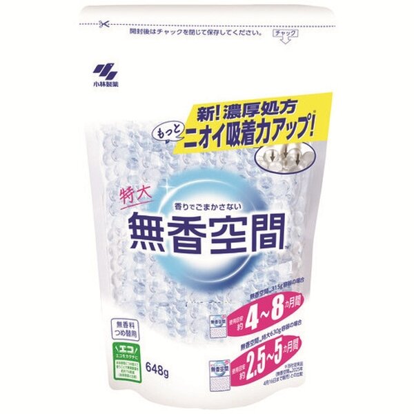 （まとめ）小林製薬 消臭剤 無香あき場所 特大 詰め替え合切袋 648g【×40書き割り】