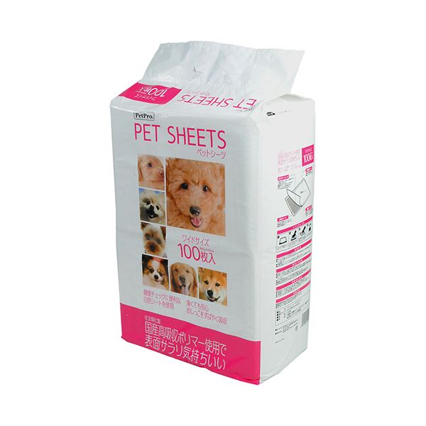 (まとめ）ペットプロジャパン PetPro 愛玩動物敷き布 広広とした 1容器に並べる（100枚）【×10書き割り】