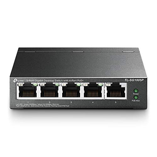 TP-Link スイッチングハブ ギガ 5ポート PoEハブ (4x PoE対応 全体最大56W) アンマネージ 5 TL-SG1005P