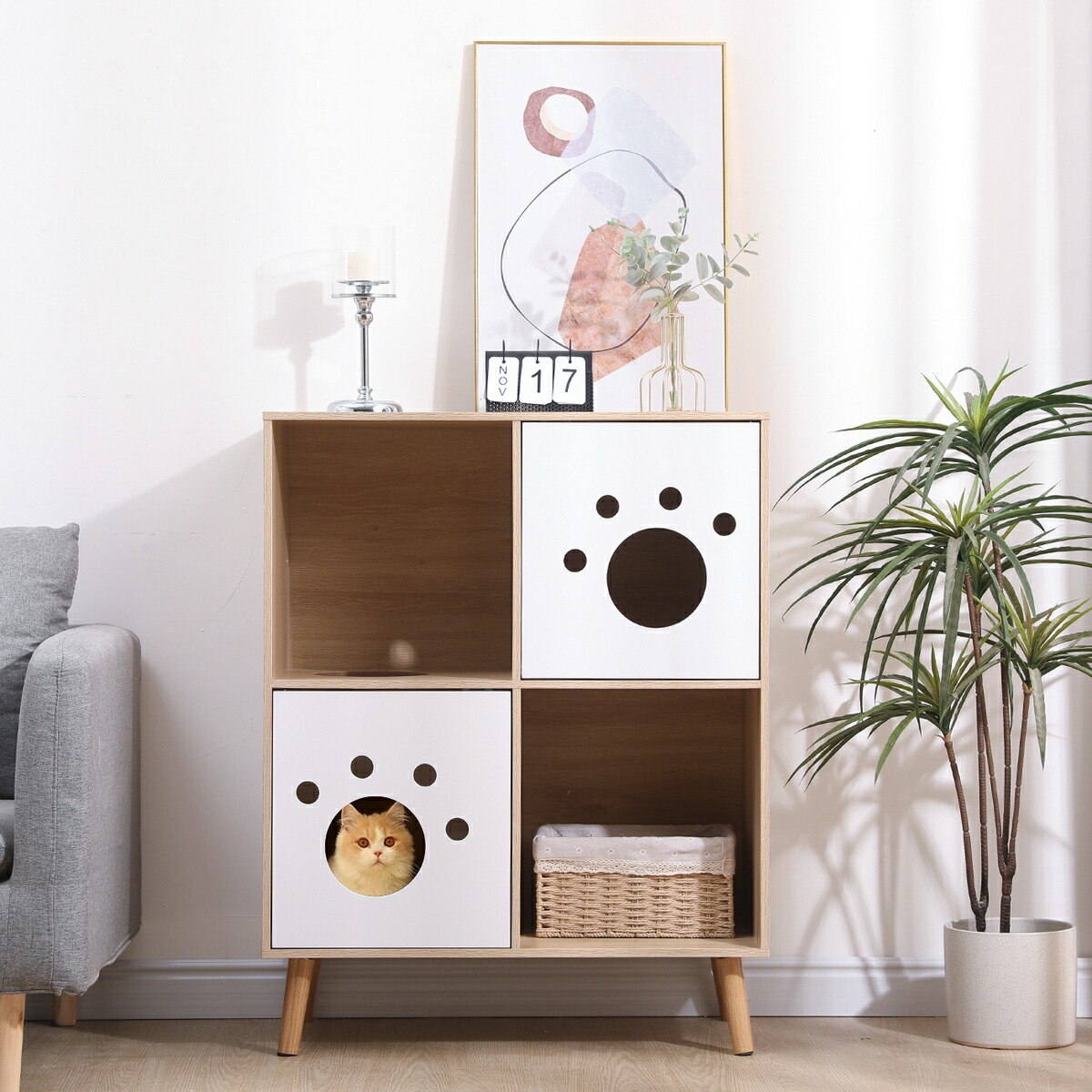 楽天市場】【本日クーポン3％引】 猫が遊べる！キャビネット ワイド 猫