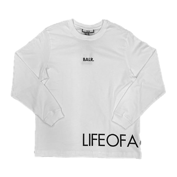 ＜全品10%OFFクーポン券ふり出し中＞  山高帽子（BALR.） B11111012  WHT 蹴球 日本制限事項 LOAB STRAIGHT L/S T-SHIRT 長袖ティーシャツ  22SS