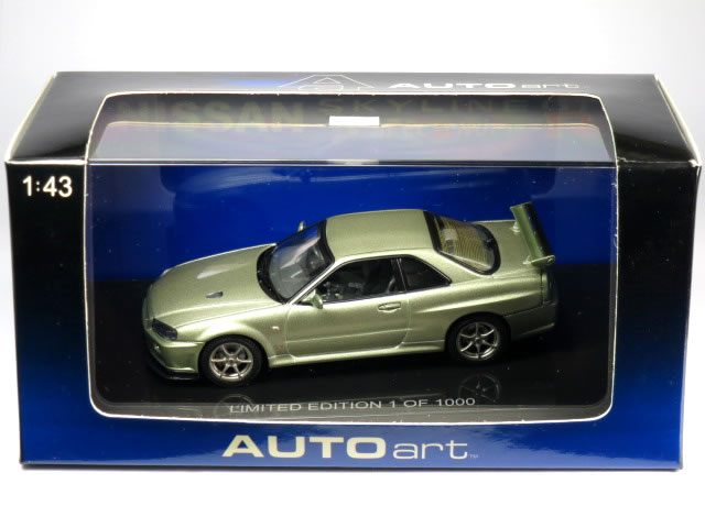 ※外箱 擦れ有※【絶版品】オートアート 1/43 スカイライン R34 GT-R VスペックII Nur ミレニアムジェイド｜カーホビーショップ アンサー