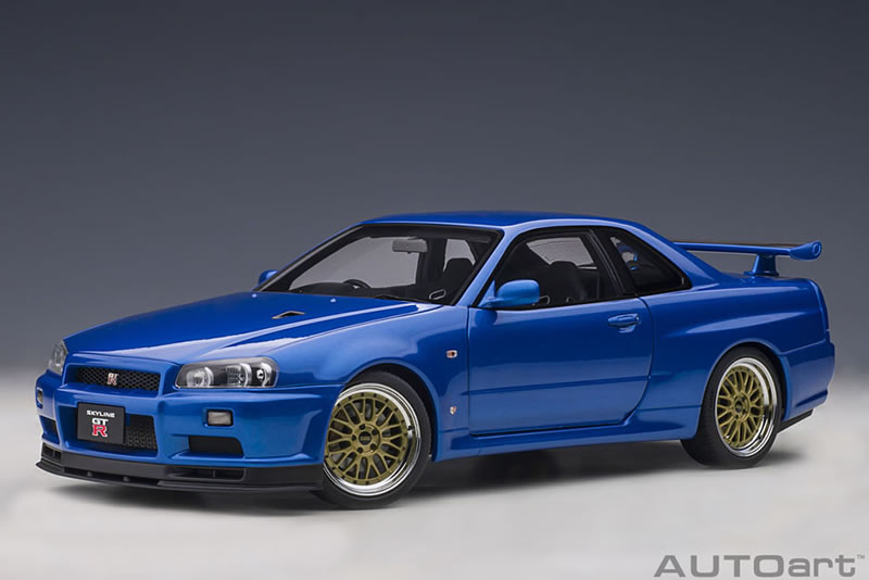 オートアート 1 18 日産 スカイライン Gt R R34 Vスペック Ii s Lm ホイール Ver ベイサイドブルー Tajikhome Com