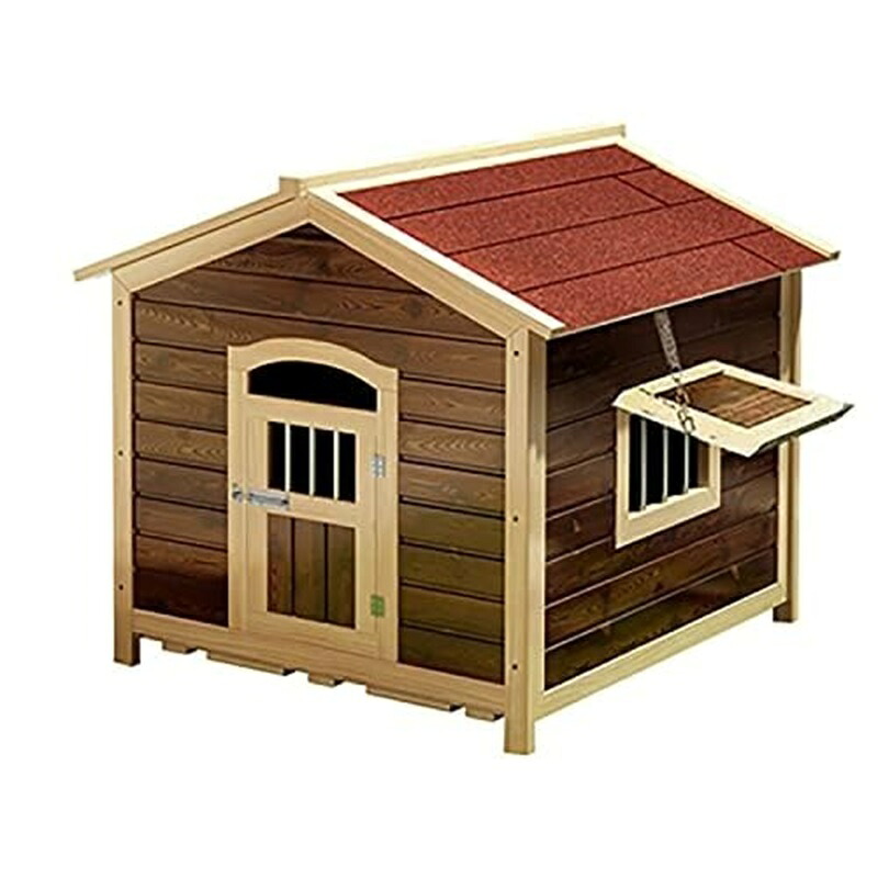 ウッドドッグハウス、無垢材の犬小屋 、防雨・防水ドッグハウス大型犬用ケージ屋外ペットハウス、屋外炭化ウッドドッグハウス、小型犬用高級ペットシェルター中型犬