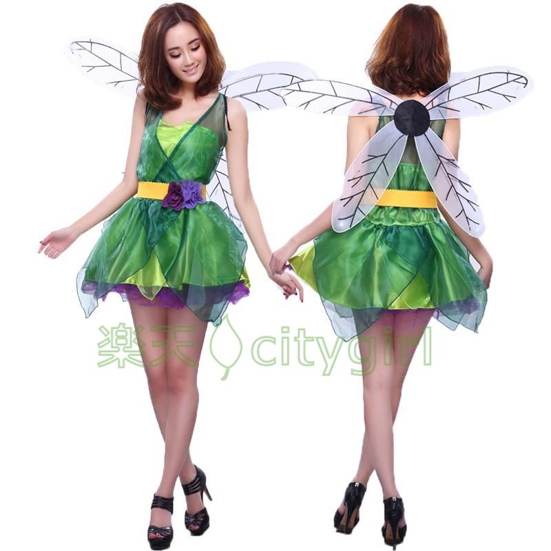 ティンカーベル 風 コスプレ 衣装 Amazon.co.jp: [Un Ange] 120-140cm 7点フルセット ティンカー