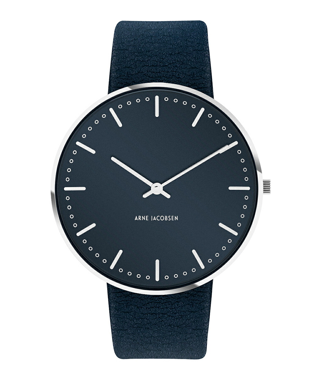 代引不可 アルネ ヤコブセン Arne Jacobsen シティーホールウォッチ 40mm 536 04sp 腕時計 メンズ オックスフォードブルー シルバー 母の日 おしゃれ かわいい 時計 メンズ 男性 City Hall W 100 本物保証 Www Masterworksfineart Com