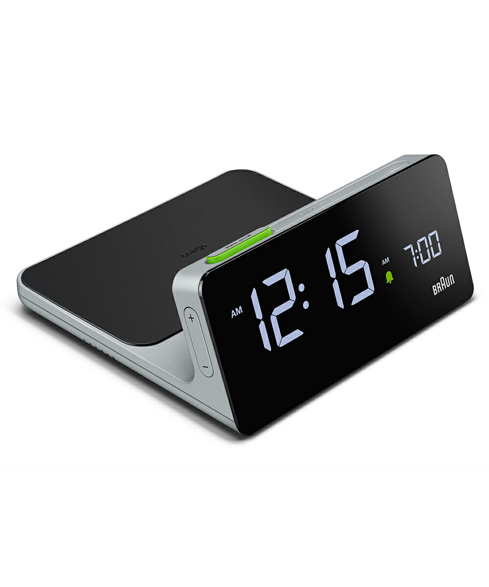 【全品10倍】【クーポン不可】【売れ筋】ブラウン 時計 BRAUN デジタルアラームクロック グレー BC21G Qi ワイヤレス充電器 目覚まし時計 おしゃれ かわいい デジタル シンプル 大音量 置き時計 置時計 北欧 小さい 大きい ワイヤレス充電器 充電器レシーバー Digita