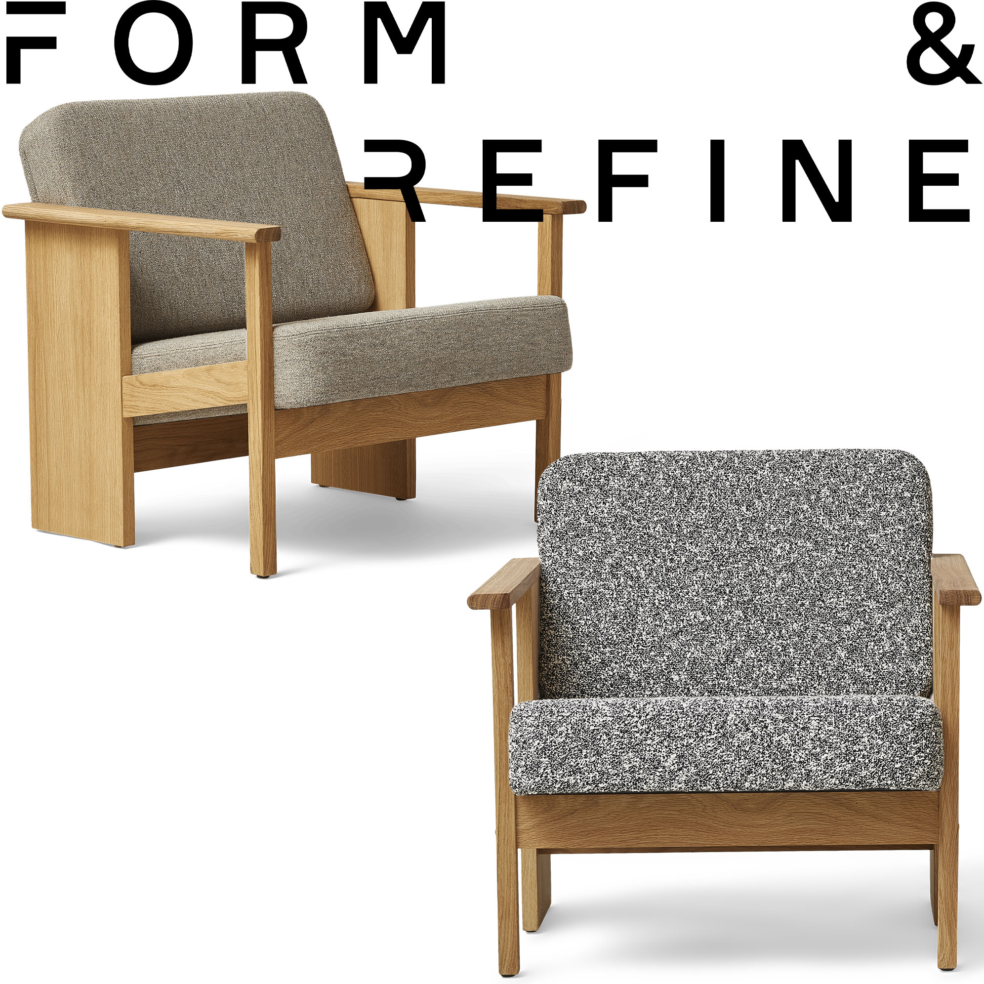 【15%offクーポン配布】Form & Refine フォーム&リファイン Block Lounge Chair ブロック ラウンジチェア チェア 椅子 一人掛け 1人掛け ソファ パーソナルチェア オーク材 無垢材 木製 クヴァドラ Kvadrat ファブリック 布張り 北欧 デンマーク おしゃれ リビング|アントデザインストア