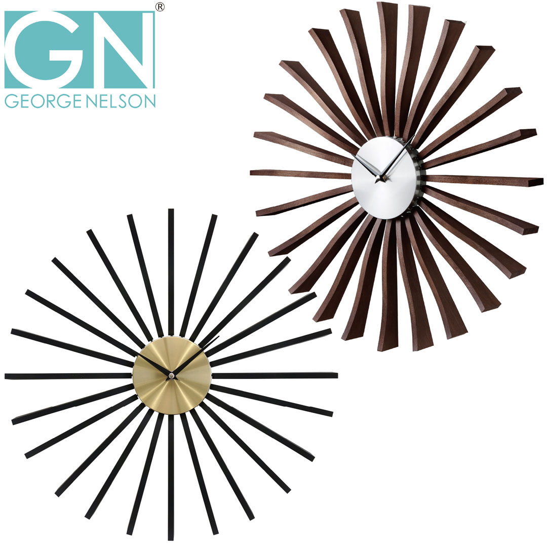 【全品10倍】ジョージ・ネルソン George Nelson フラッタークロック フラッターウォールクロッ 掛時計 ウォルナット 赤銅色 GN001 引っ敷き黒いこと GN001MB Flutter Clock ネルソン時辰儀 飾りつけ時辰儀 愛くるしい 今めかしい 今めかしい ジョー