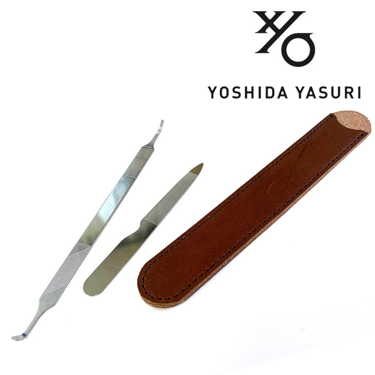吉田ヤスリ 1本で3役使える匠の3WAYヤスリ フルセット（本体+ポケットヤスリ+専用革ケース） 黒箱付き 巻き爪用 日本製 3WAYヤスリ