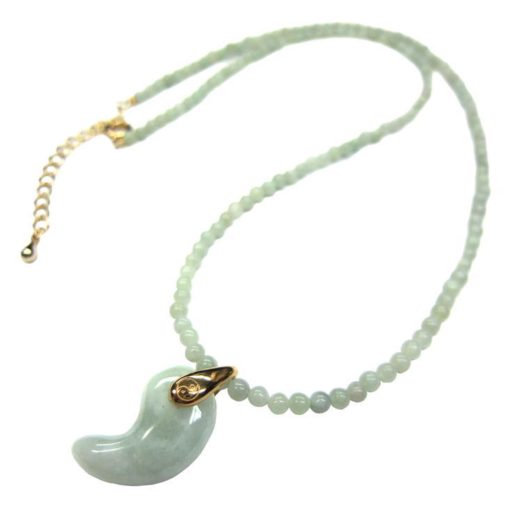 本翡翠 勾玉 翡翠ネックレス 品番659-129 桐箱入り 45cm+5cmアジャスター 女性 レディース アクセサリー ヒスイ