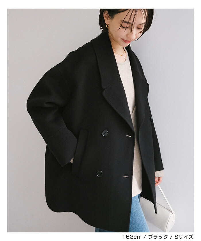 evernavy ウールリバーピーコート evernavy エバーネイビー リバー ピーコート レディース ウールコート