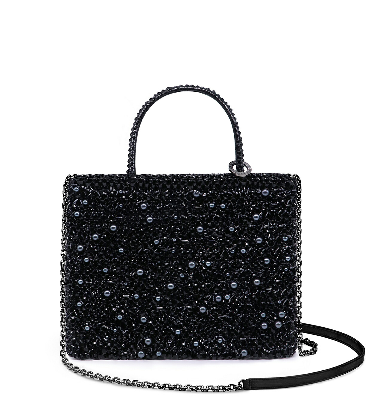 ペルラ グリッター スクエア ミディアム エナメルブラック【オンラインストア先行販売商品】