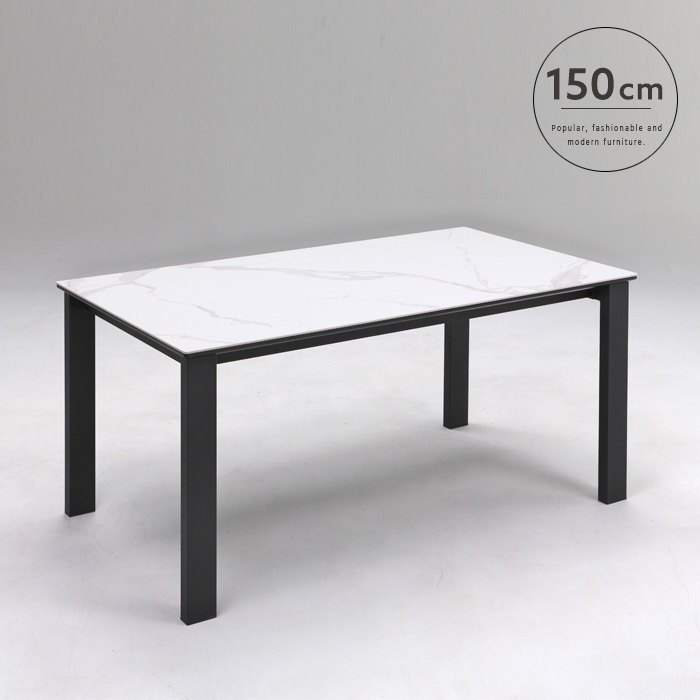 【送料込】 セラミック ダイニングテーブル 150 ホワイト 4人 4人掛け 4人用 幅150cm 大理石風 スチール脚 おしゃれ モダン ダイニン テーブル 単品 高級感 傷に強い 熱に強い 丈夫 人気 おすすめ gkw｜家具通販 Antico（アンティコ）