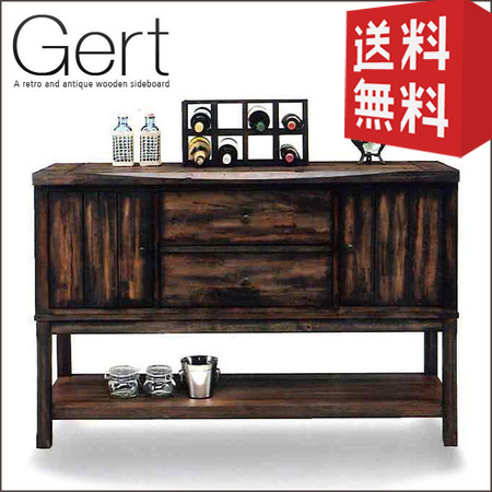 【送料込】サイドボード Gert ガート （ワインラック付き） ｜ リビングボード ローボード キャビネット 食器棚 木製 ドリフトウッド アンティーク レトロ 送料無料 オシャレ 大型便