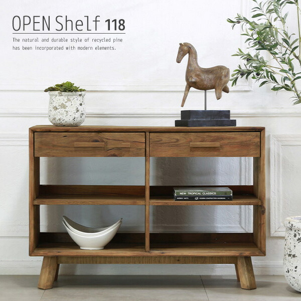 楽天市場】サイドボード 160 古木 古材 無垢材 アンティーク調