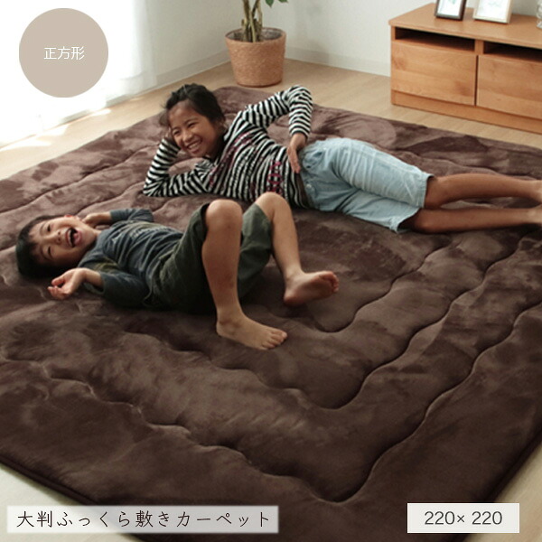 【送料込】 ラグ こたつ敷き布団 正方形 幅広ラグ ブラウン 約220&times;220cm 大判 フランネル ラグマット クッション性 防音性 保温性 おしゃれ 送料無料 spp｜家具通販 Antico（アンティコ）
