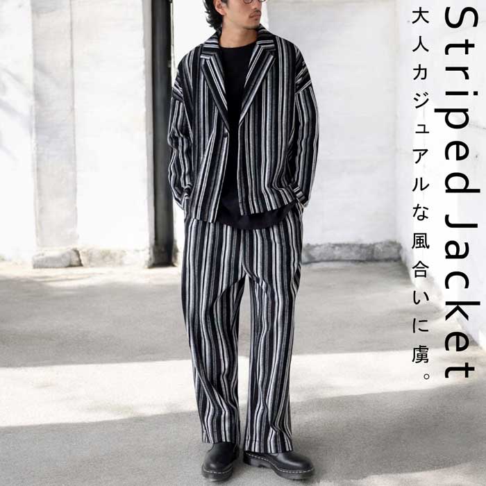 セール】 ストライプ柄ロングジャケット （その他アウター