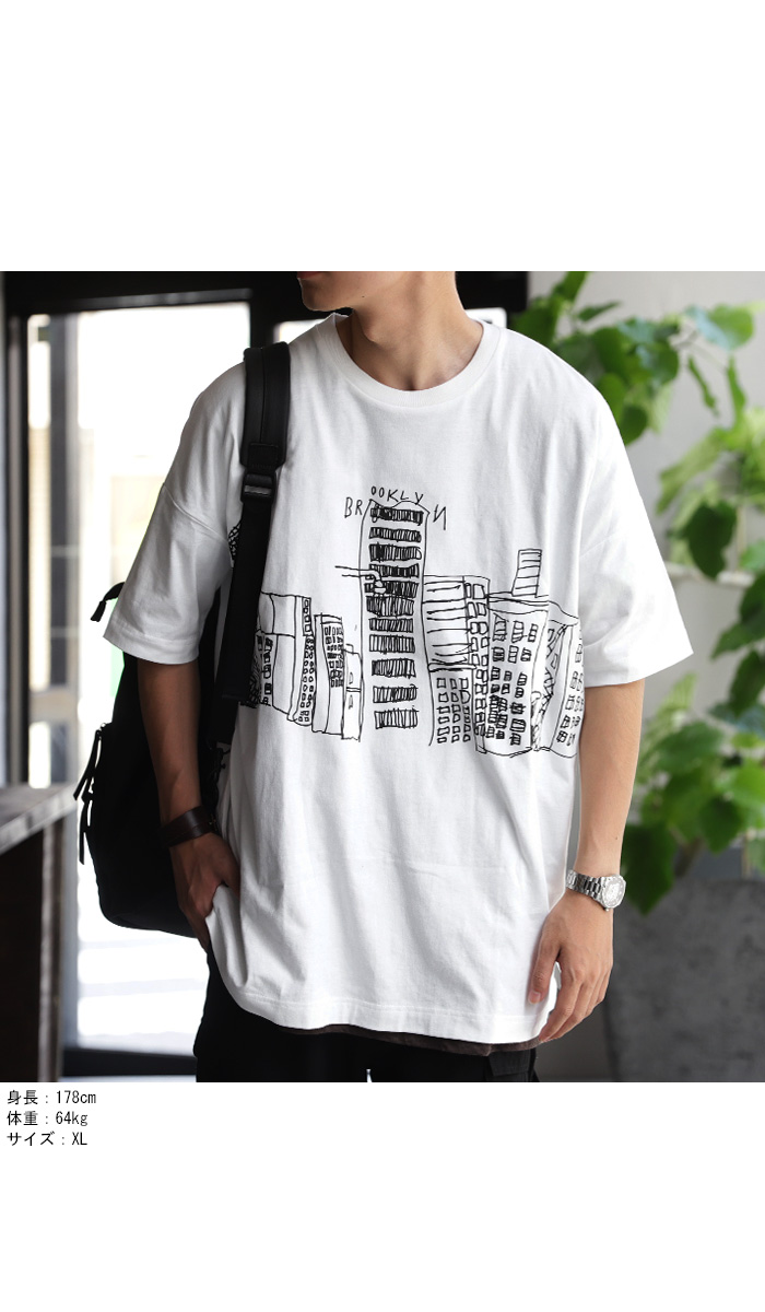 楽天市場 小さな絵描きの完成で描く 憧れの街並みを ブルックリンイラストtシャツ 4月日0時 再販 メール便不可 Mens Antiqua