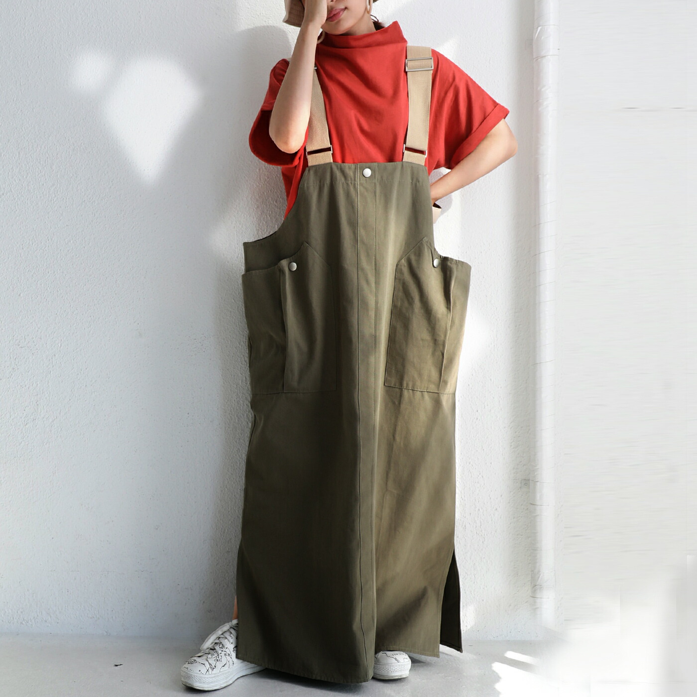 楽天市場 サロペットスカート ワンピース ハントベスト 綿 送料無料 8月24日10時 再販 メール便不可 Antiqua