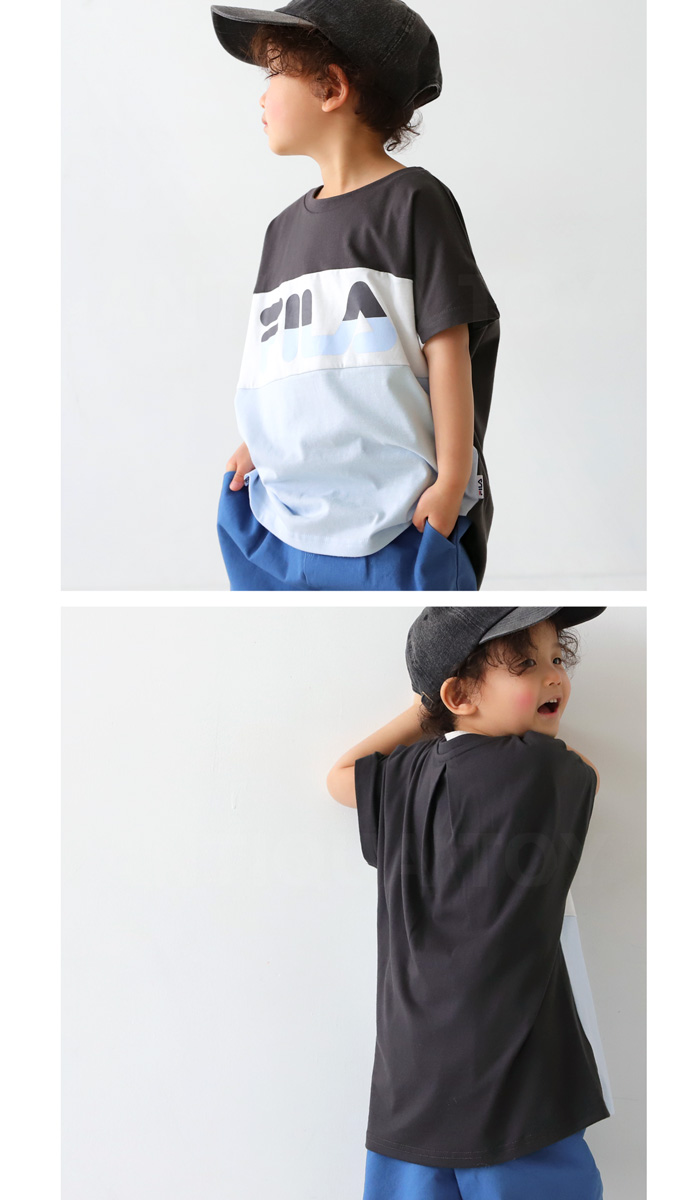 正規販売店品 FILA 半袖 バイカラー ロゴTシャツ キッズ 子供服