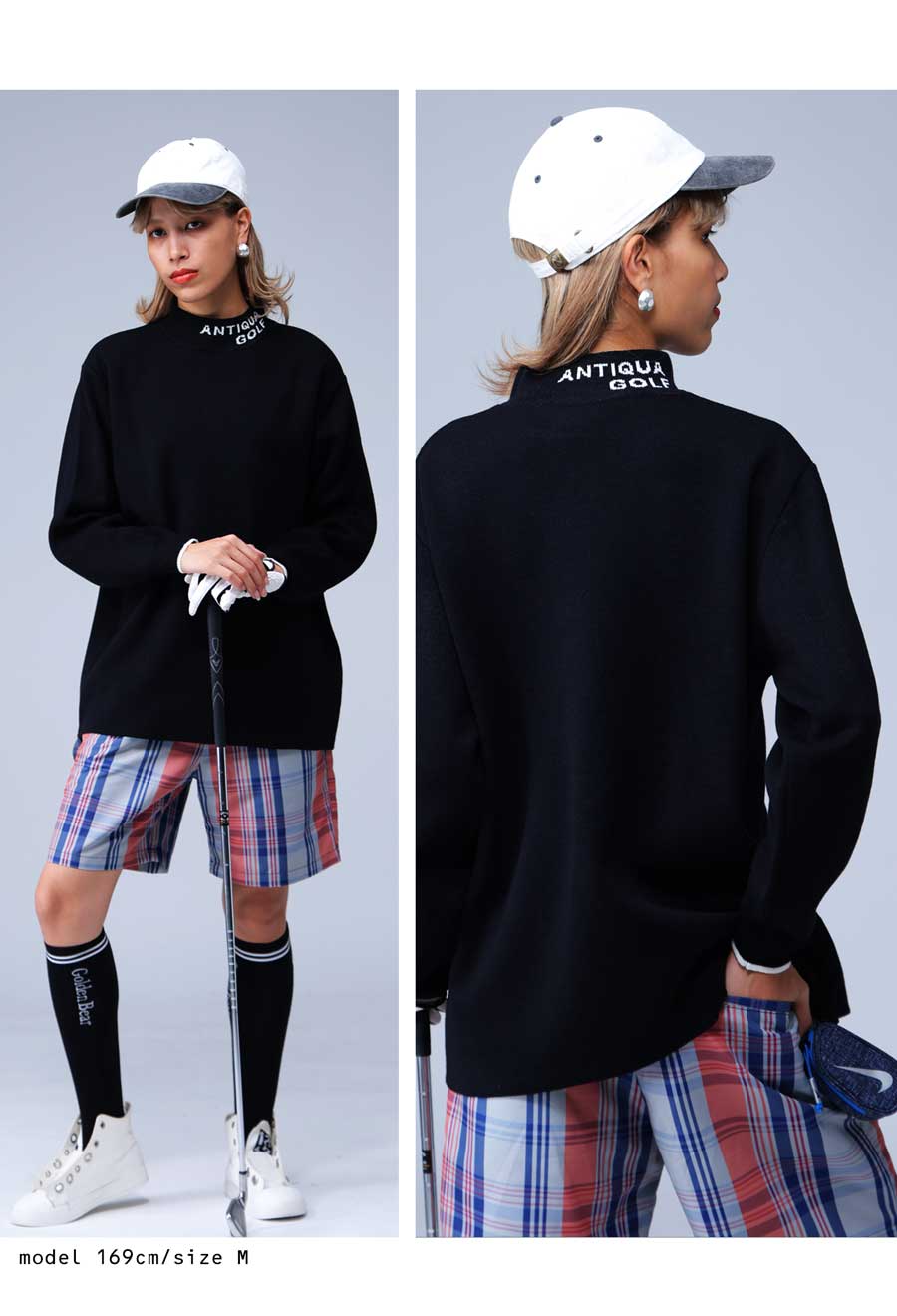 ANTIQUAGOLFハイネックニットレディース送料無料・再販。メール便不可