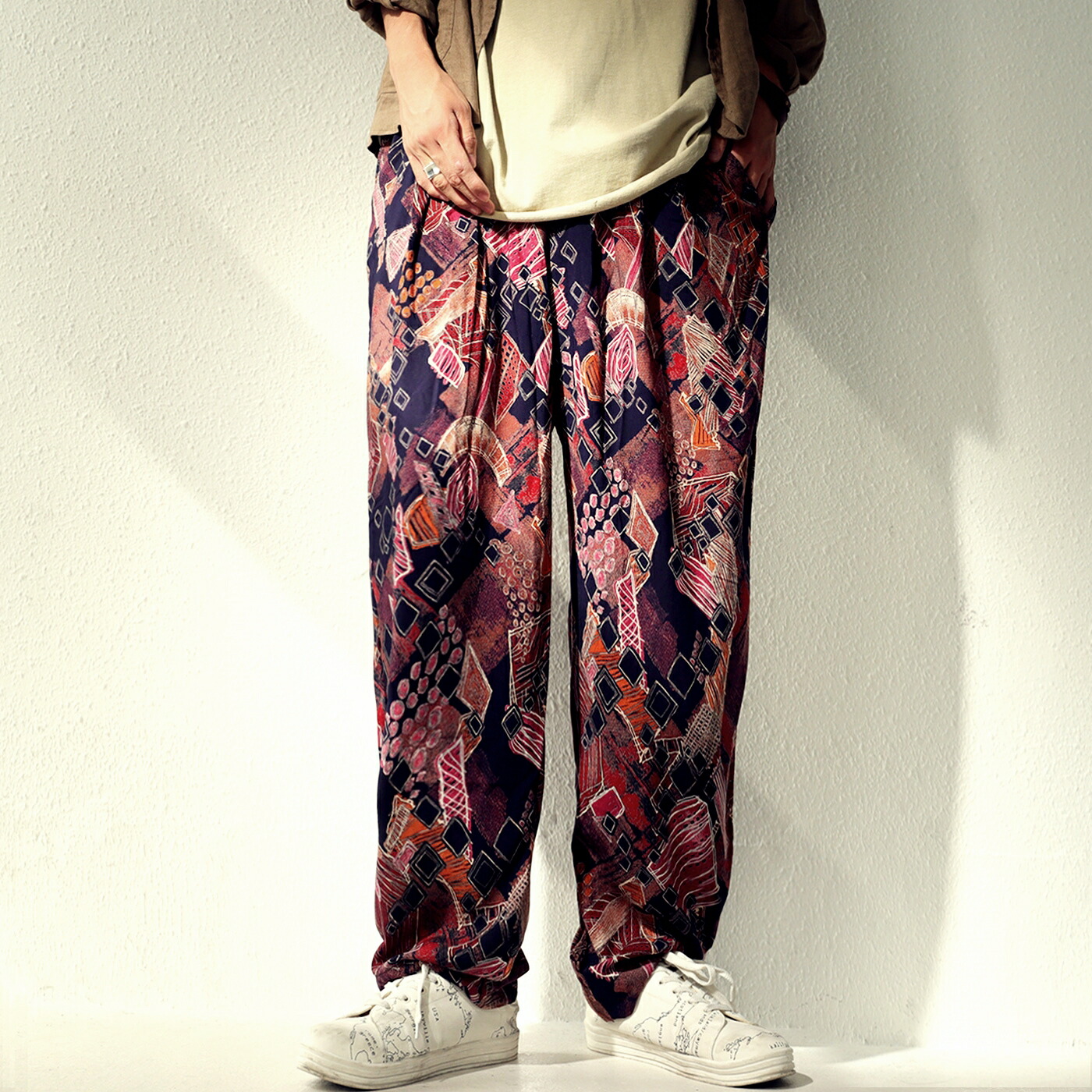 楽天市場 総柄 テーパードパンツ パンツ メンズ ボトムス 柄パンツ メール便不可 Z Antiqua