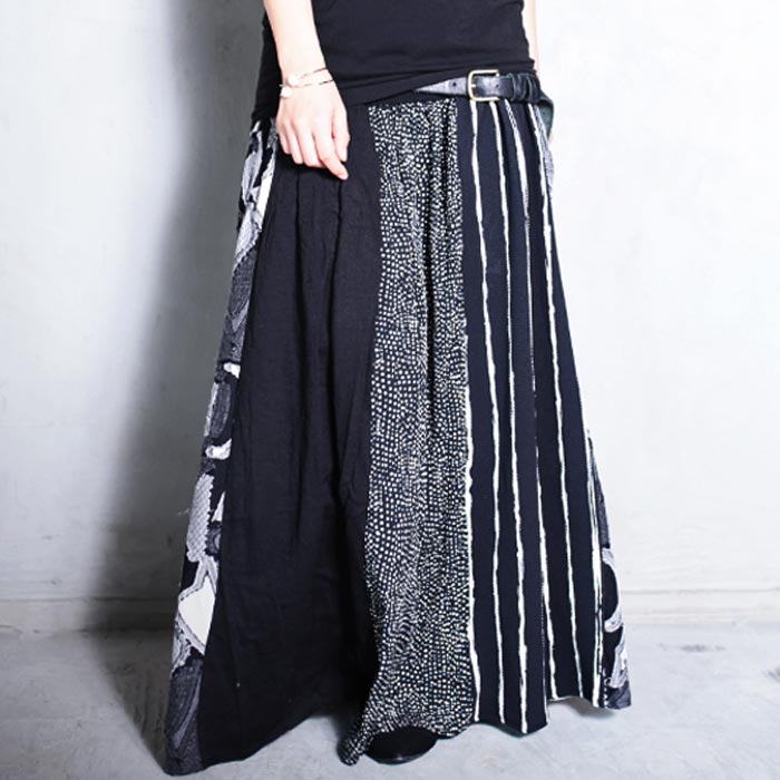 楽天市場 大人気の切替えスカートに新作登場 柄切替えロングスカート 再再販 メール便不可 母の日 Antiqua
