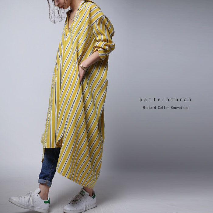 楽天市場 目を惹くイロ 一枚で印象を華やかに ストライプワンピ G 80 メール便可 Antiqua