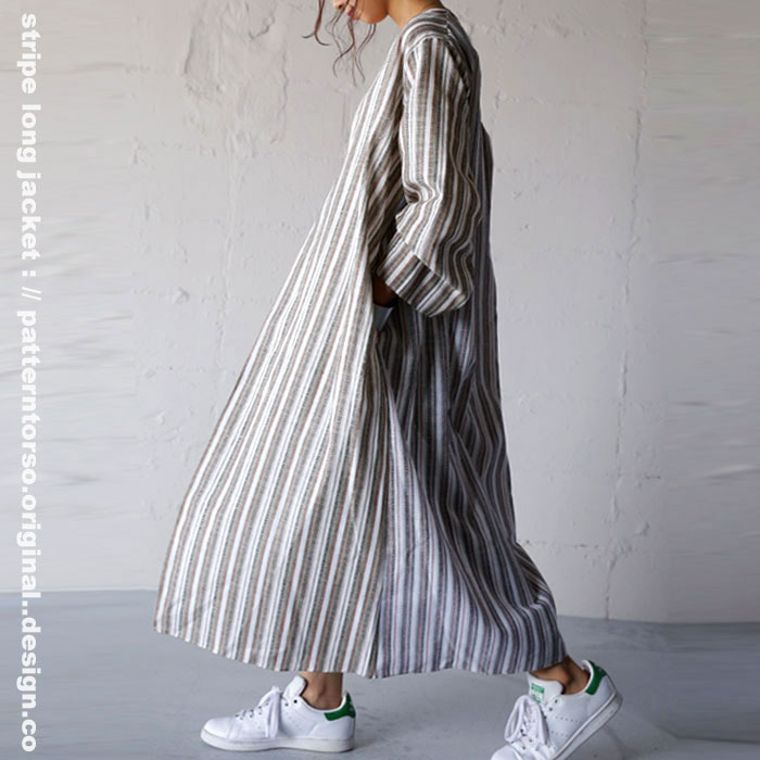 楽天市場 ナチュラル風合い 優しげカラーがコーデに馴染む ストライプガウン 再再販 G 80 メール便可 Antiqua
