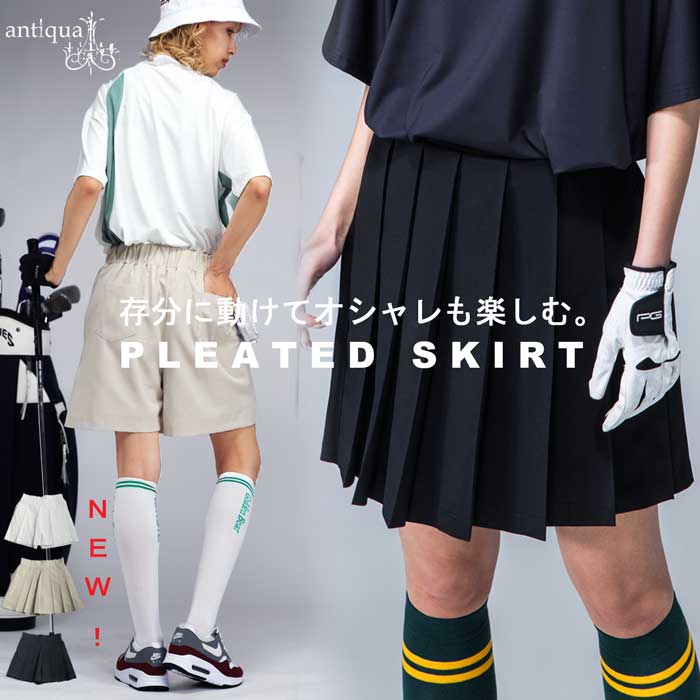ANTIQUA GOLF&times;STCH プリーツスコート スカート 送料無料・再入荷 (100)メール便可｜antiqua（アンティカ）