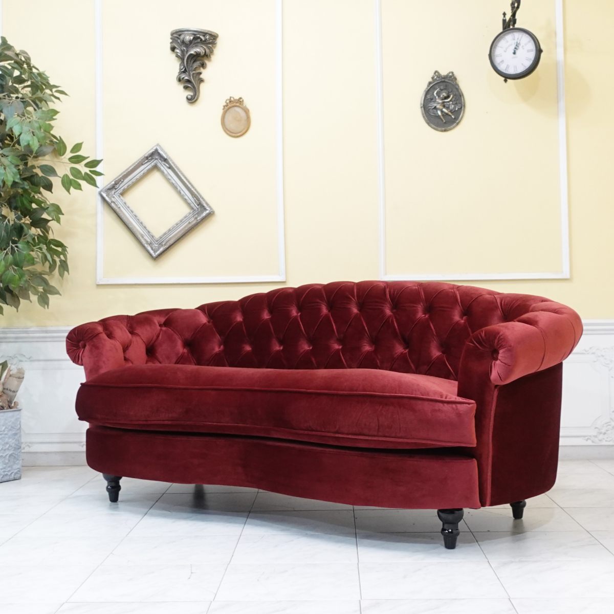 楽天市場】【送料無料】ソファ モケット 2人掛け レッド ベロア 家具