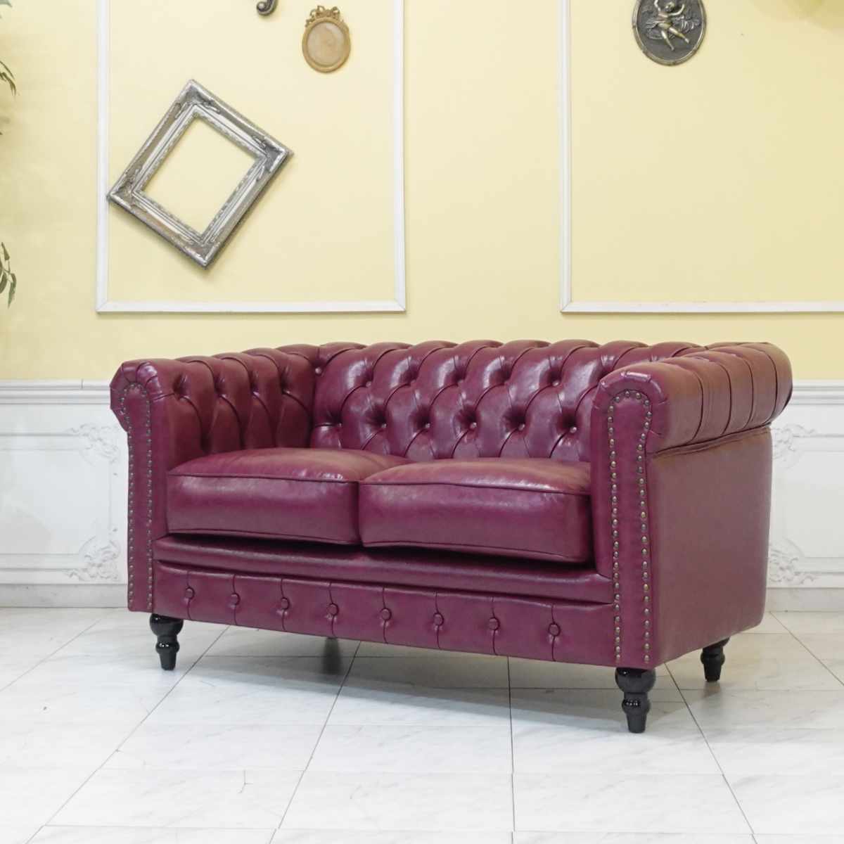 楽天市場】ヨーロピアン ソファ 二人掛け ボタン留め ベルベット