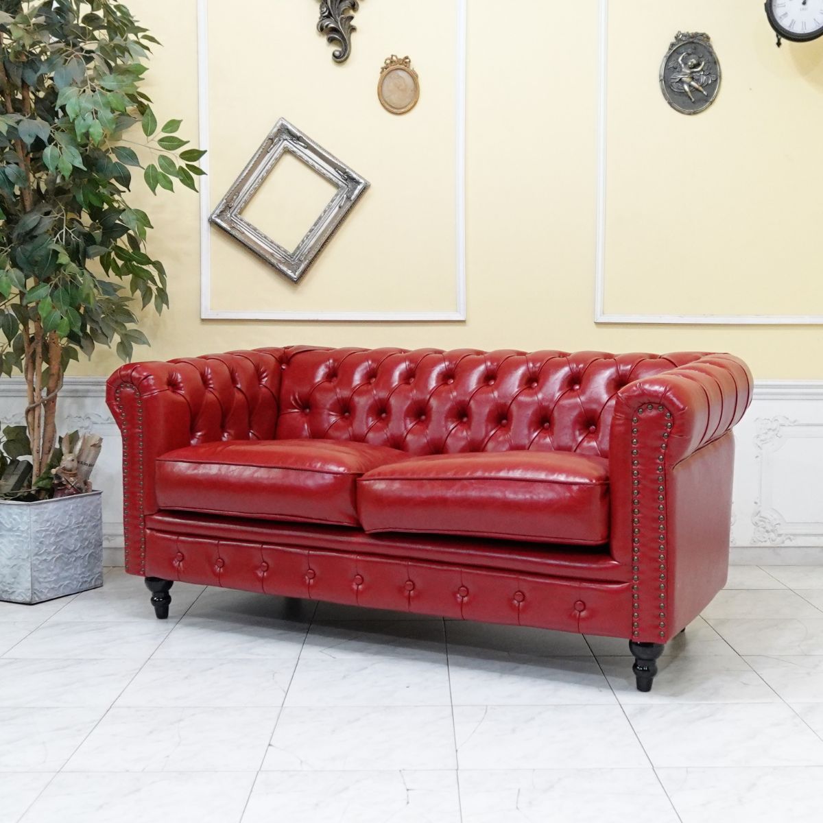 楽天市場】ヨーロピアン ハイバック 2人掛けソファー ボタン留め