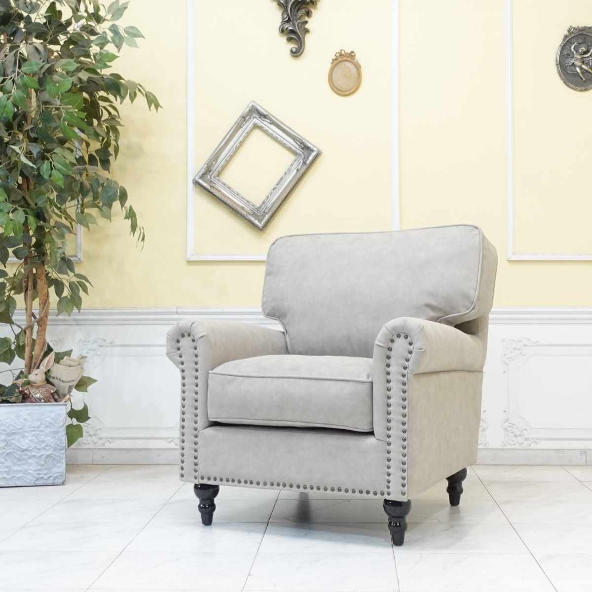 輸入家具 ソファー 一人用 ソファ レトロ ソファー ヴィンテージ ビンテージ ヴィンセント デザイナーズ イギリス 英国 ヨーロッパ おしゃれ 書斎 店舗什器 美容室 アンティーク アンティーク風 ミッドセンチュリー 北欧 ナチュラル フェイクレザー グレージュ vg1p101k