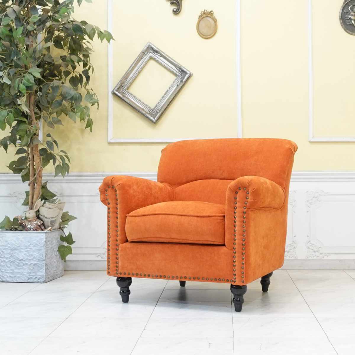 ベージュファブリックヴィンテージスタイルシングルソファ VINCENT VINCENT ヴィンセント ハイバック 1人掛けソファ ベージュ 布地