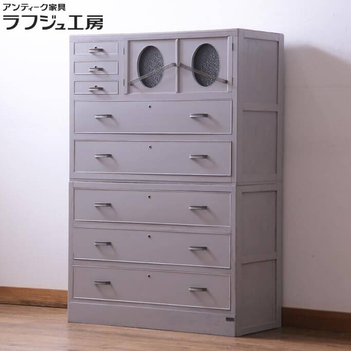 和製アンティーク 重ねチェスト ペイント家具 引き出し レトロ ナチュラル ペイント 収納 寝室 ラフジュ工房 送料無料 r-034541