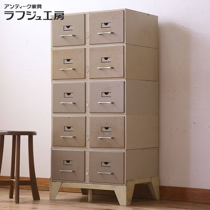 ヴィンテージ家具 書類ケース 5段スタッキング val-rex フランスビンテージ ドロワー レトロ シャビーシック インダストリアル ナチュラル シンプル 収納 スタジオ 店舗什器 ラフジュ工房 送料無料 r-023525