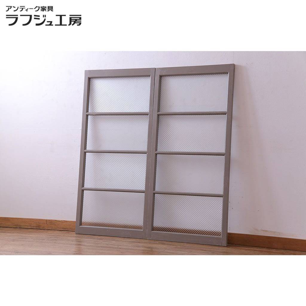 ペイント建具 フィックス窓 2枚セット 明かり取り はめ殺し窓 レトロ ヴィンテージ シャビーシック ナチュラル ペイント カントリー ラフジュ工房 送料無料 r-028011