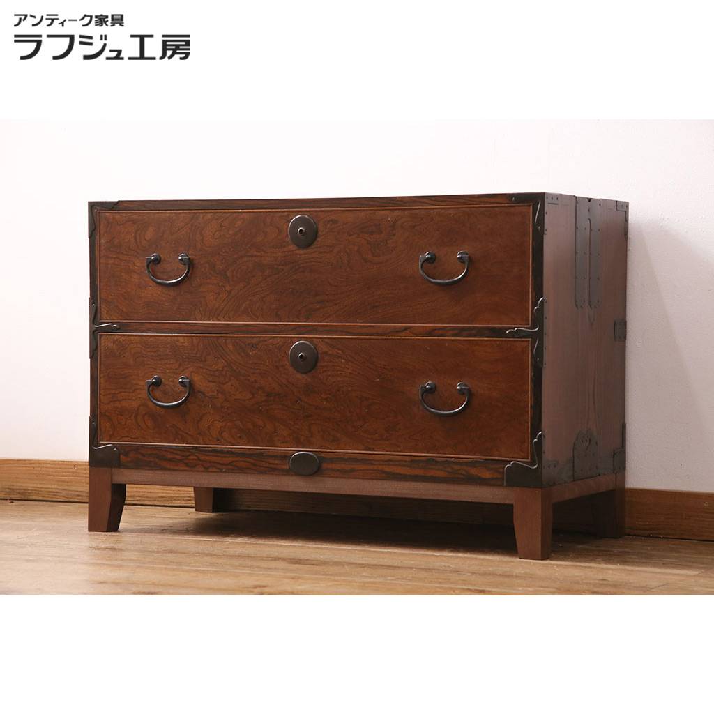 和製アンティーク リビングボード 楠木材(天板) ケヤキ材(側面) ローボード テレビ台 収納箪笥 レトロ 和風 和モダン リビング 収納 和室 寝室 店舗 ラフジュ工房 送料無料 r-049349