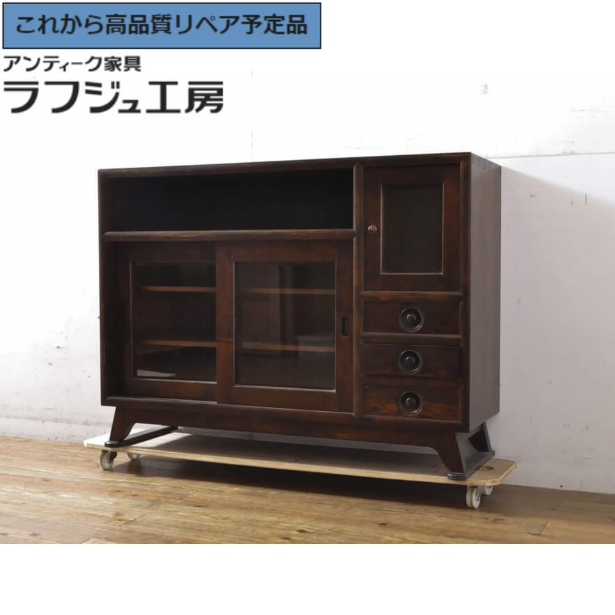 希少】【美品】松本民芸家具「舞良型食器棚」