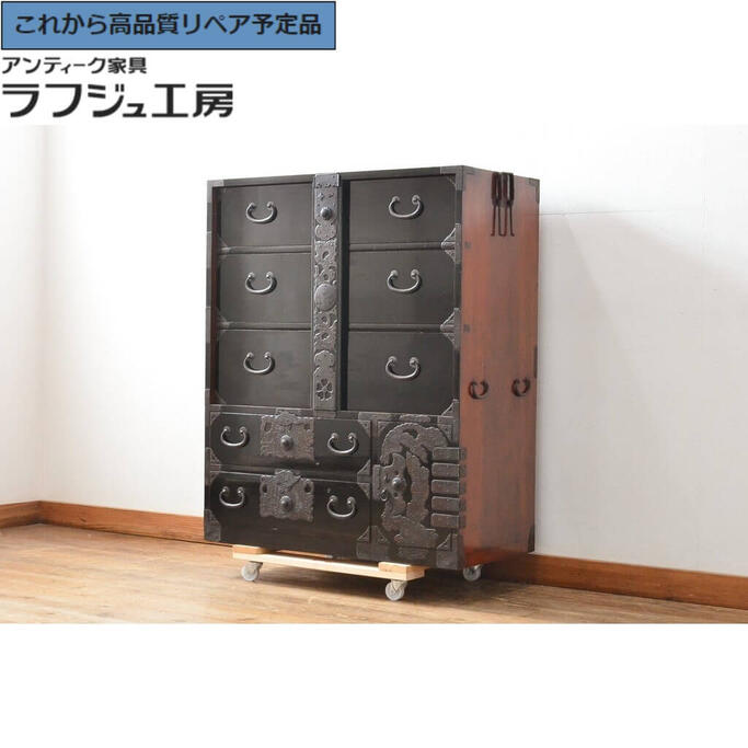 ★事前問合せ至要たる★ 和製アンティーク 庄内用だんす 総桐材 現代世界用だんす 和タンス 桐たんす 桐用だんす 抽き出し レトロ 和風 和今めかしい リビング 納める 和室 臥し所 ラフジュ制作室 貨物輸送無料 r-057822