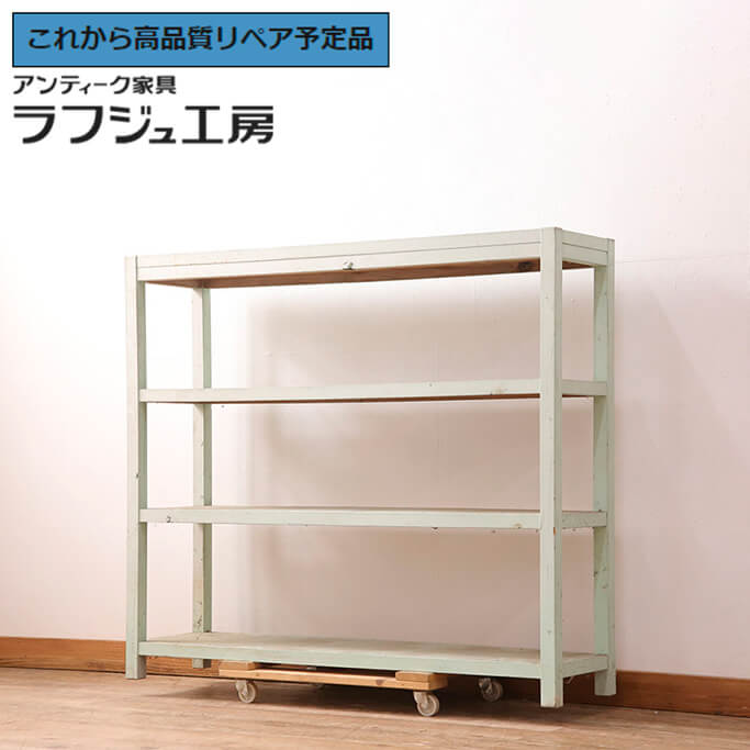 楽天市場】和製アンティーク 昭和期 ガラス入りマス目棚 脚付き 飾り棚