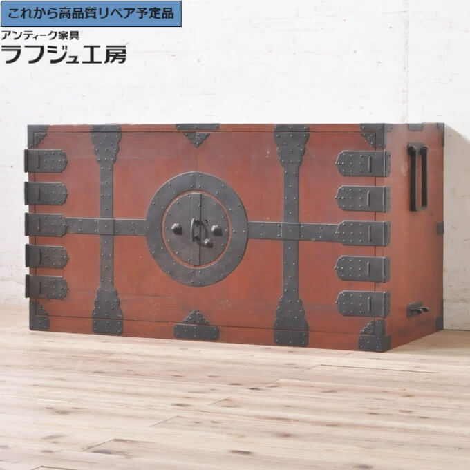 ★事前問合せ必須★ 和製アンティーク 観音開き時代箪笥サイドボード 杉材 観音箪笥 収納たんす ローチェスト サイドチェスト 和風 和モダン 日本 リビング 和室 ラフジュ工房 送料無料 r-073501