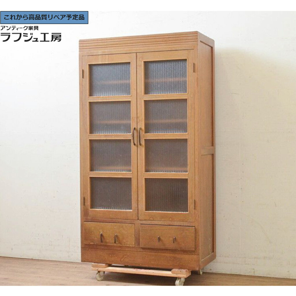 ★事前問合せ至要たる★ 和製アンティーク 書棚 銀ショッピングセンター硝子 ラフジュ仕事場 貨物輸送無料 r-073712