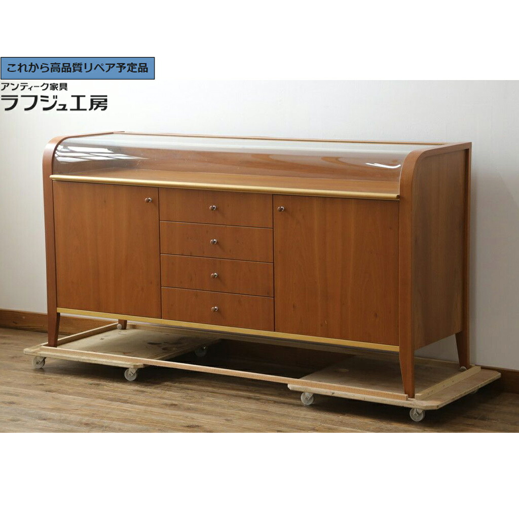 【中古】★事前問合せ必須★ 上開きショーケース付きサイドボード イタリア製 希少な廃盤品 porada(ポラダ)社 Corner r-075777