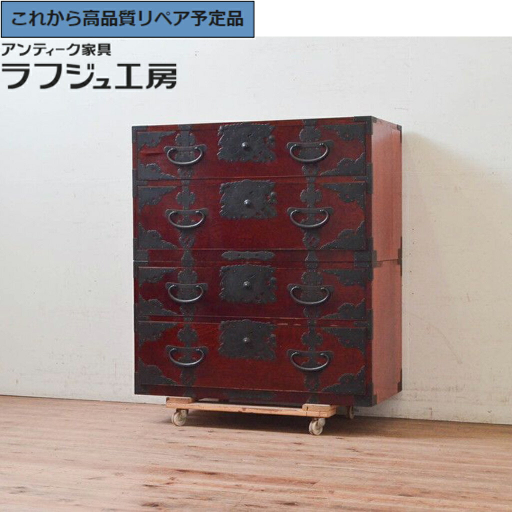 ★事前問合せ至要たる★ 和製アンティーク 二段重ね現代世界洋服箪笥 滅多に無い目論む 向こう正面欅材 ケヤキ 玉杢 ラフジュ仕事場 貨物輸送無料 r-073737