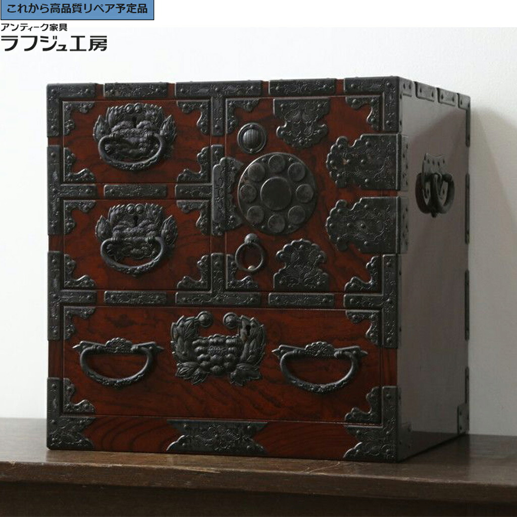 【中古】★事前問合せ至要たる★ 小抽き出し 伊達家の家紋入り口・入口 手打ち金具 r-075733