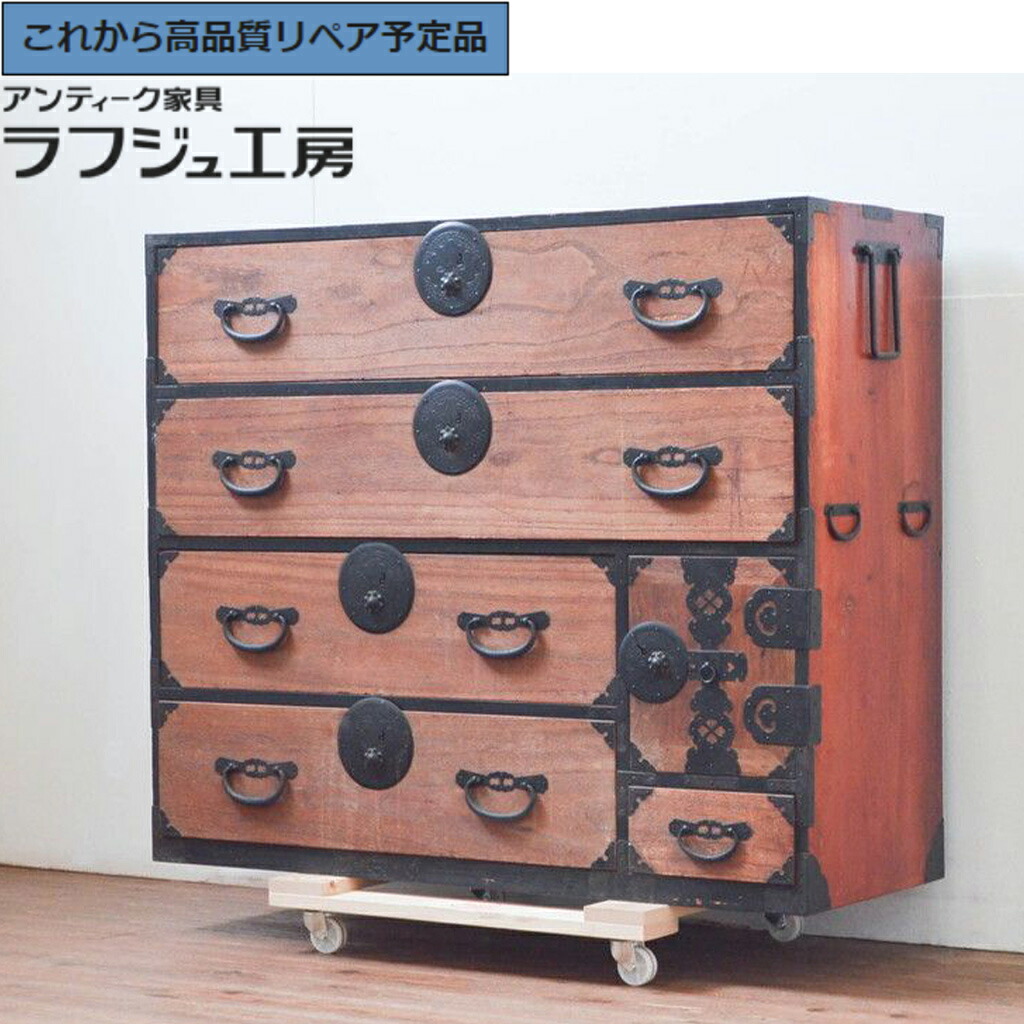 ★事前問合せ至要たる★ 和製アンティーク 最上洋服箪笥 向こう正面桐材 花菱紋 r-076261