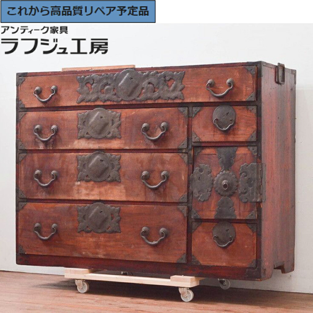 ★事前問合せ至要たる★ 和製アンティーク 仙台洋服箪笥 向こう正面欅(ケヤキ)材 r-076635